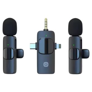 3-in-1 Wireless Lavalier Microphones – Dual Mic System for iPhone, Android, Cameras – GC