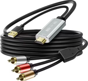 HDMI to RCA Converter Cable – 2 Meter – High Quality Gold-Plated HDMI Male to 3RCA AV Cable – GC