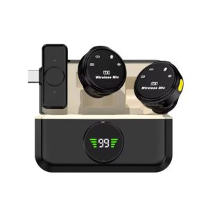 GC Dual Wireless Lavalier Microphone with Charging Case – Type-C, Magnetic, Noise Reduction, 48H Battery