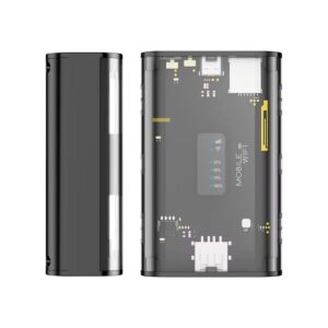 Transparent 4G LTE WiFi Router with SIM Slot – Portable 4000mAh Power Bank – Supports 10 Users – GC