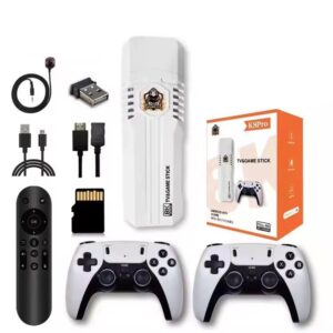 8K Ultra HD TV & Game Stick – Retro Game Console + Netflix + YouTube – Dual Wireless Controllers – 64GB – GC Edition