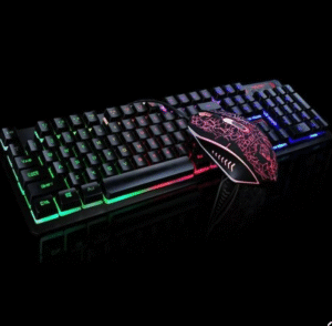 Gaming Keyboard and Mouse Ergonomic Combo -Wired - With RGB Backlit - Black